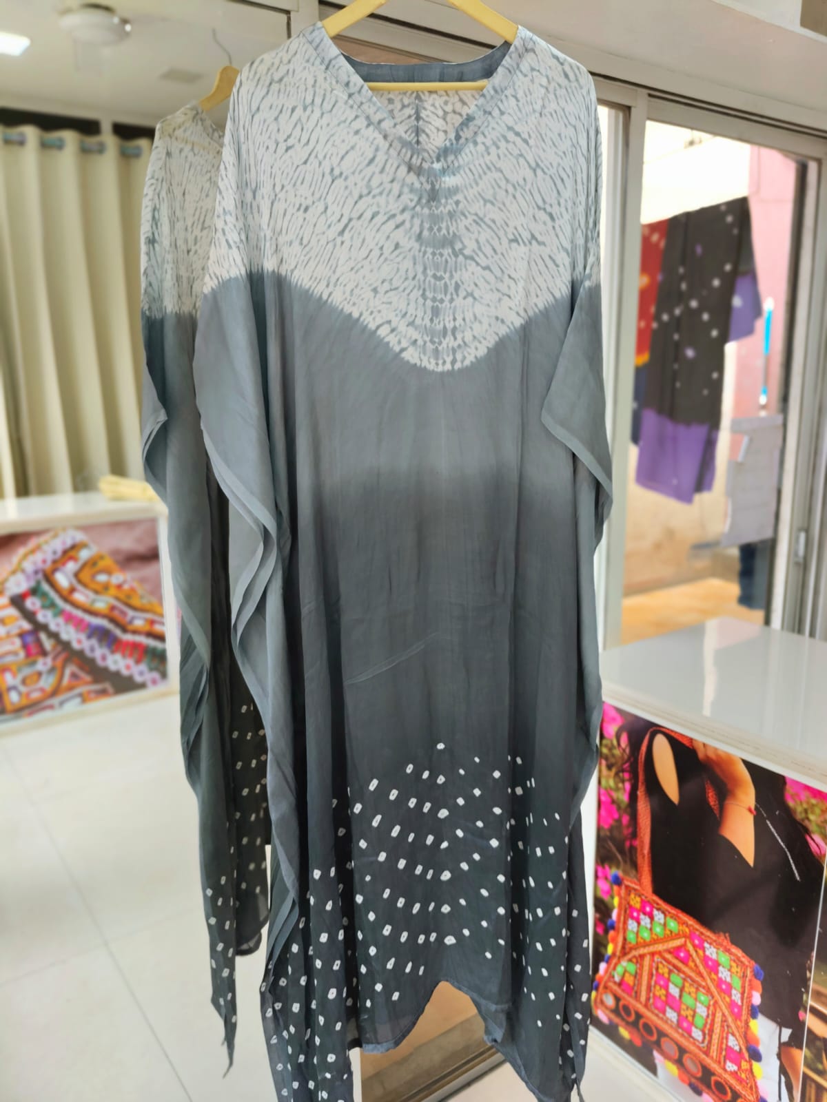 Shibori+Bandhej Dual Shade Kaftan