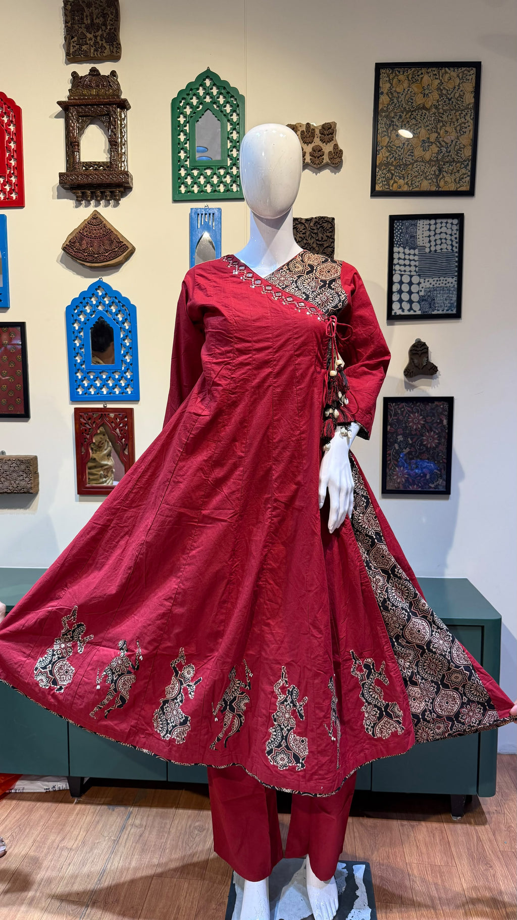 Ajrakh Cotton Flared Kurta-Sets