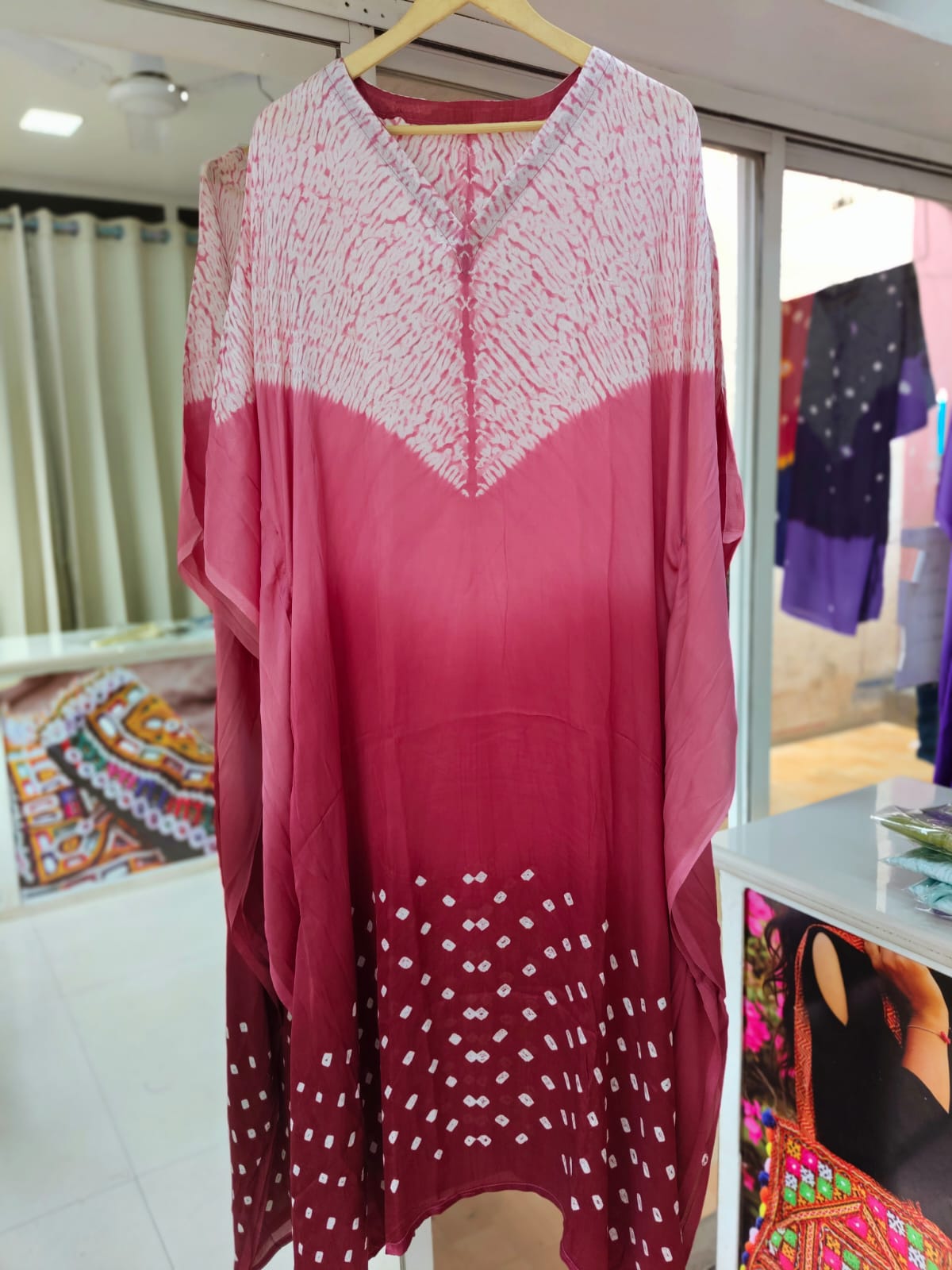 Shibori+Bandhej Dual Shade Kaftan