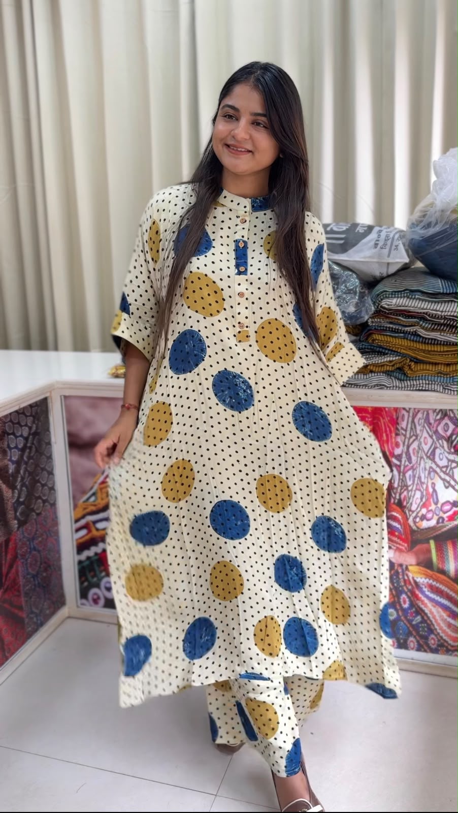 Modal Silk Kaftan Style Kurta+Plazo