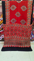Close up of Pure Modal Silk Ajrakh Stole - Kutch Poshak