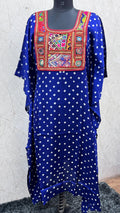 Modal Silk Bandhej Vintage patch Kaftan