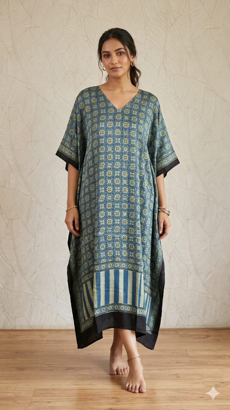 Pure Modal Silk V neck Kaftan