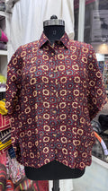 Floral, Geometric Dola Silk Kaftan Shirt from Kutch Poshak