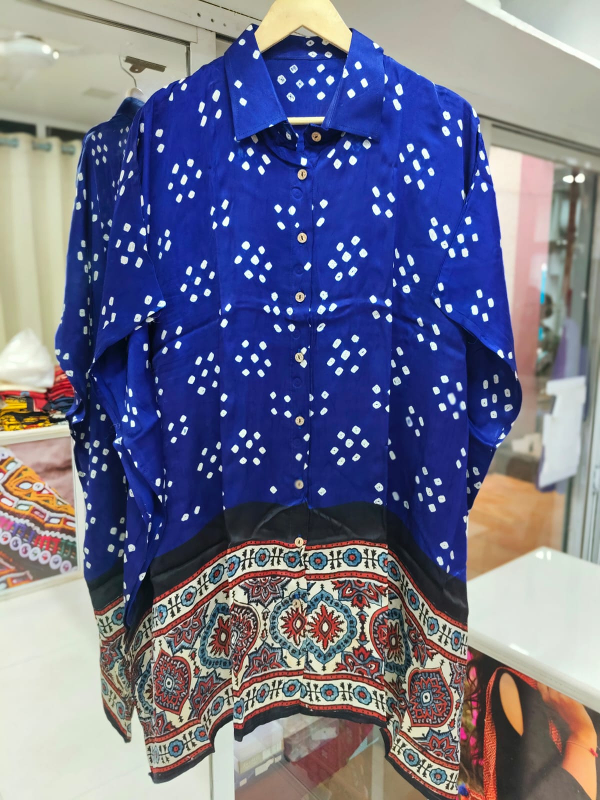 Bandhej×Ajrakh Kaftan Shirt