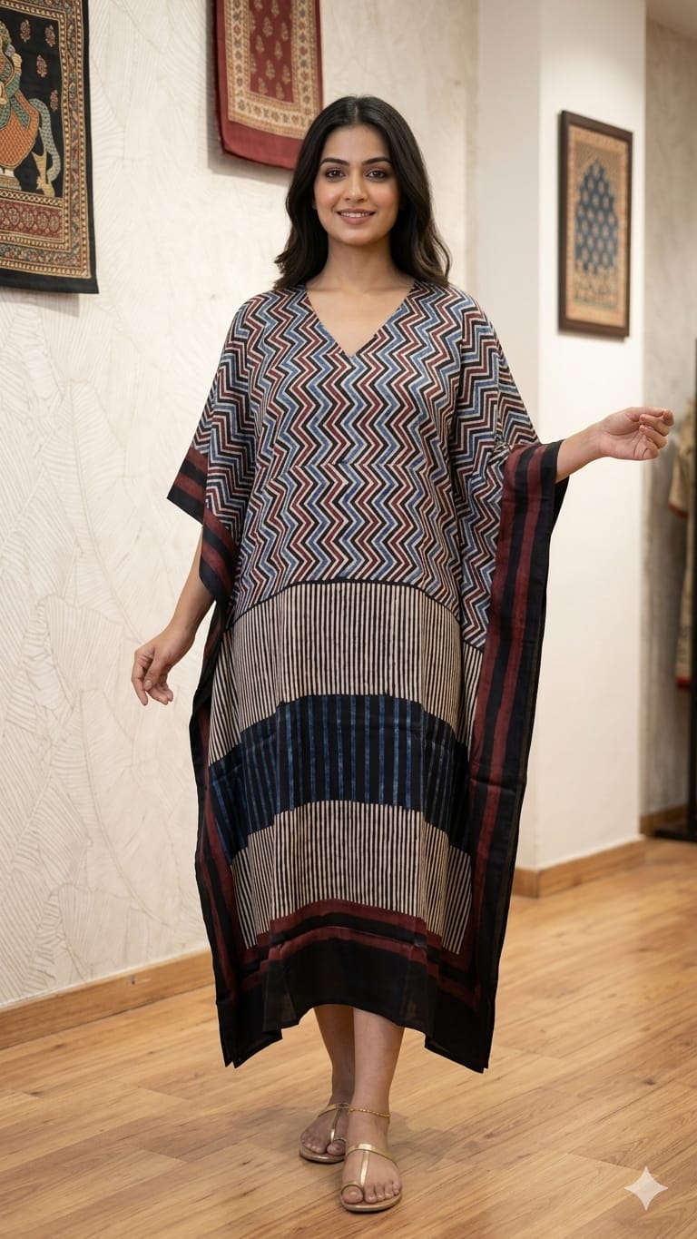 Pure Modal Silk V neck Kaftan