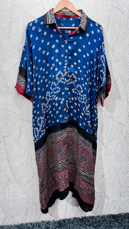 Bandhej×Ajrakh Long Shirt Kaftan