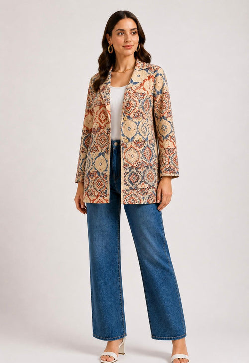 Beautiful Hakoba Ajrakh Blazer showcasing premium design - Kutch Poshak