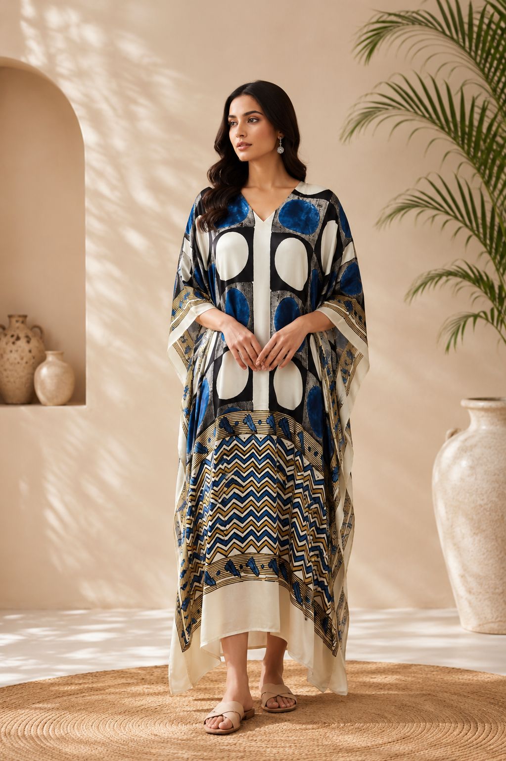 Pure Modal Silk V neck Kaftan
