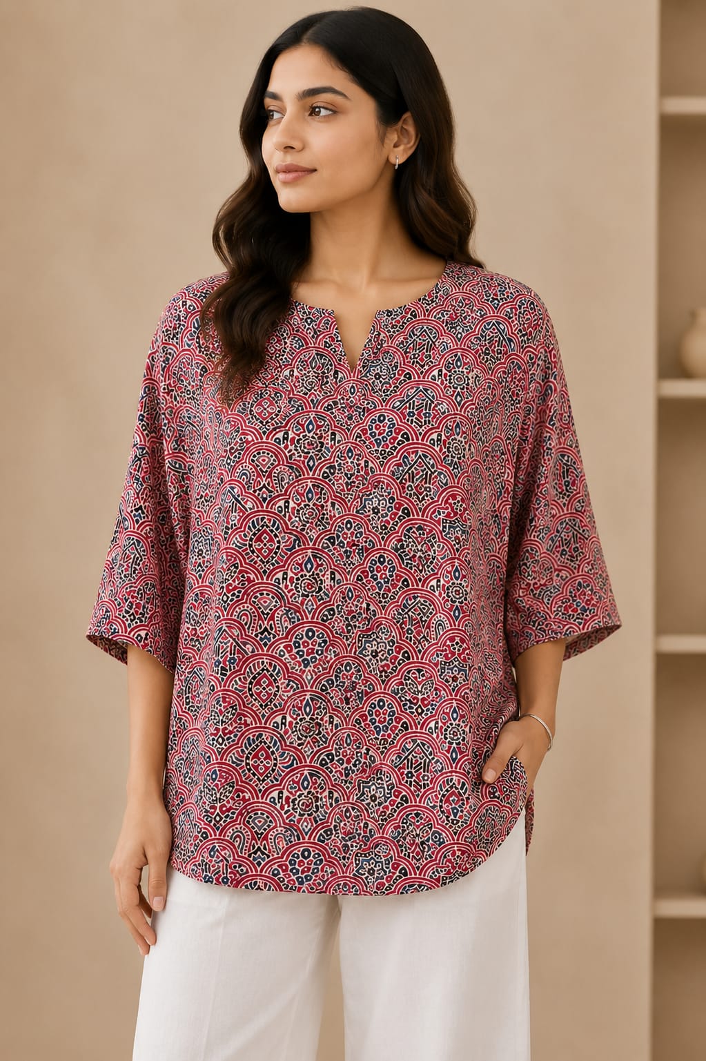 Pure modal silk oversized Tunic-Top by Kutch Poshak