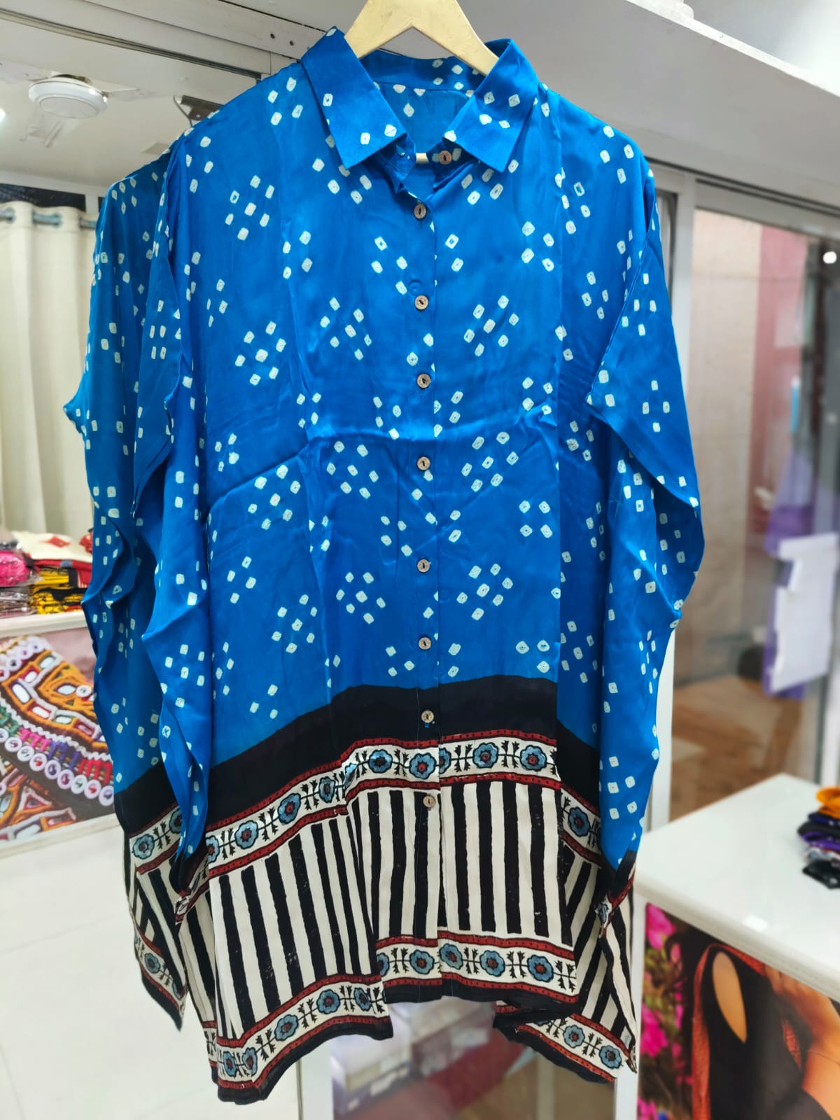 Bandhej×Ajrakh Kaftan Shirt