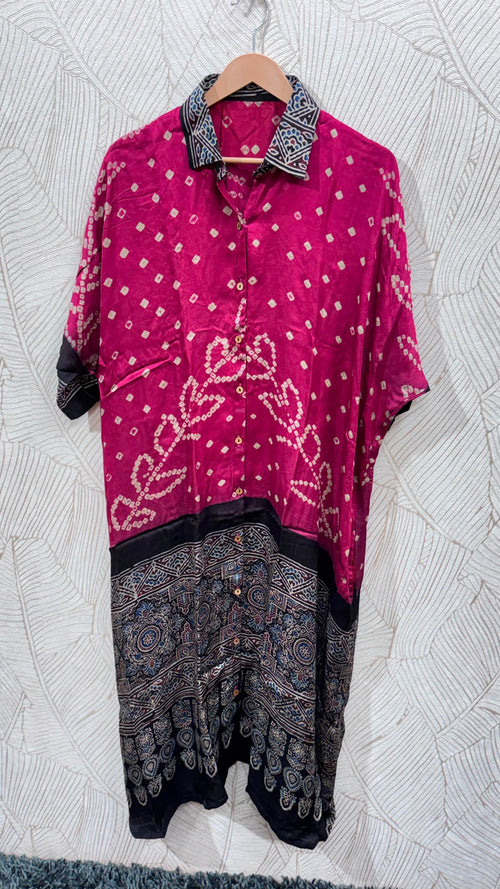Bandhej×Ajrakh Long Shirt Kaftan
