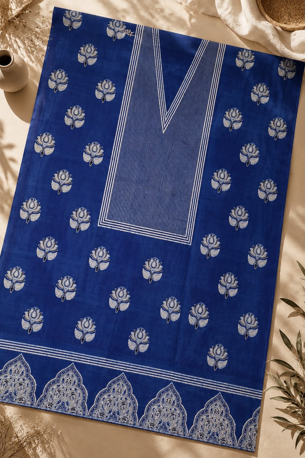 Pure Cotton Unstitched Top Fabric