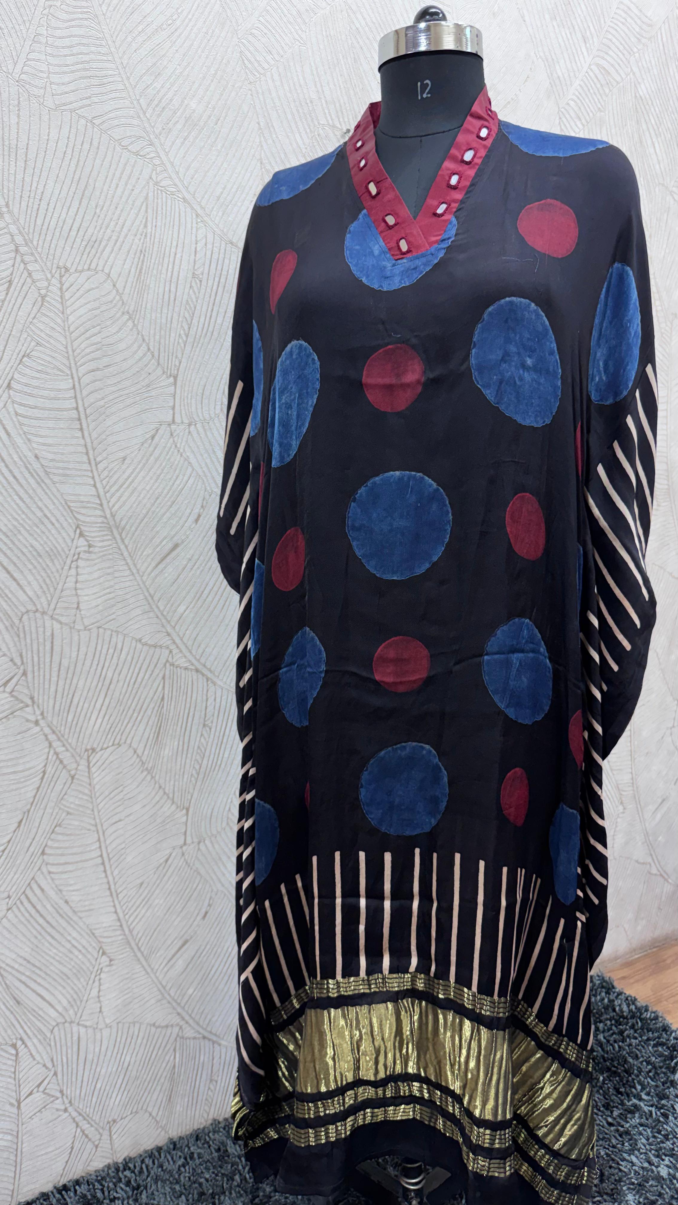 Modal Silk V-neck Kaftan Tissue border