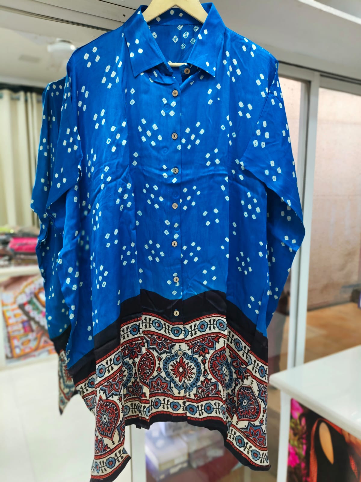 Bandhej×Ajrakh Kaftan Shirt