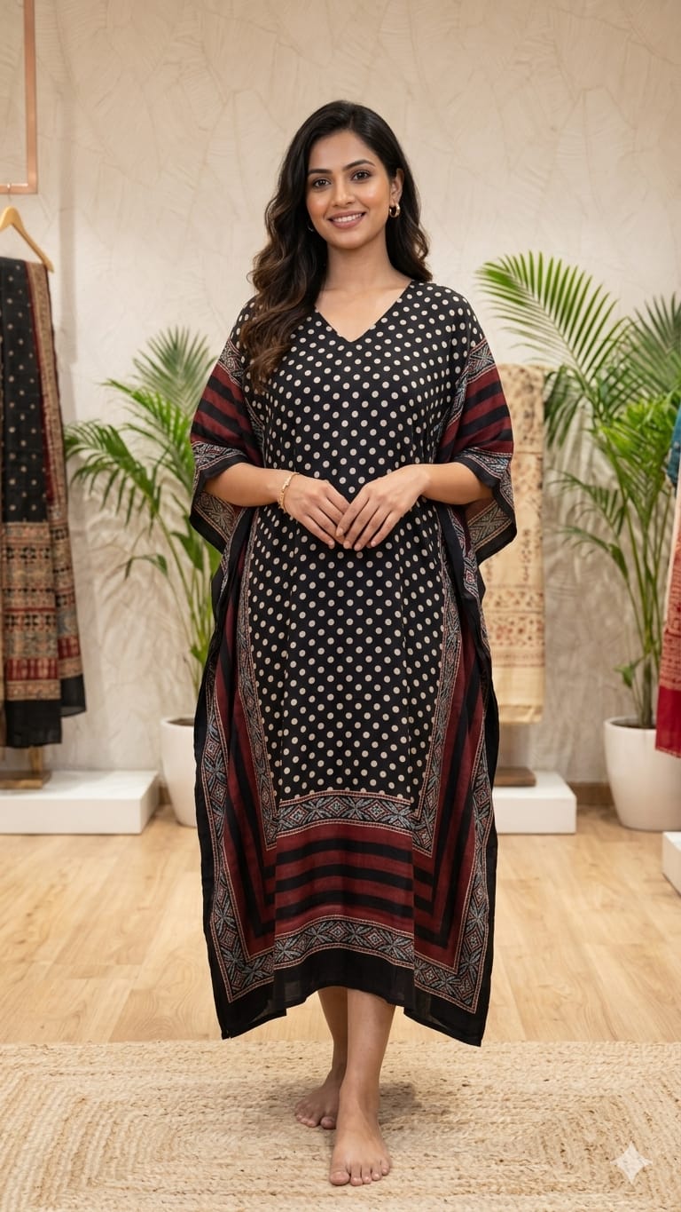 Pure Modal Silk V Neck Kaftan