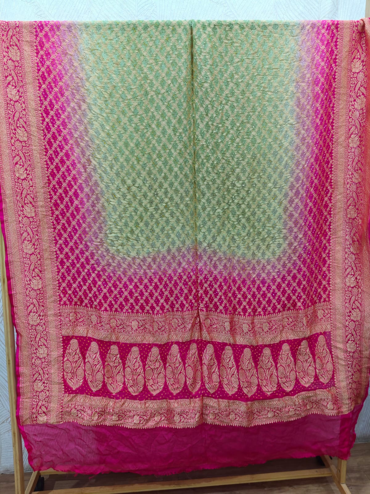Pure Khadi Georgette Hand Bandhej Dupatta