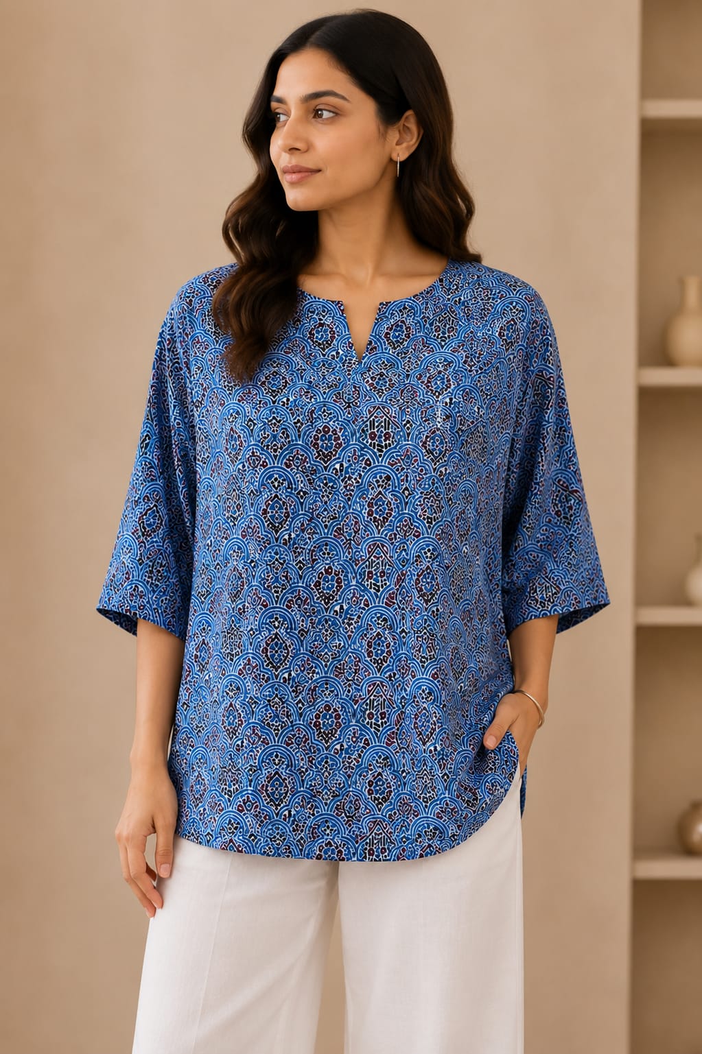 Pure modal silk oversized Tunic-Top by Kutch Poshak