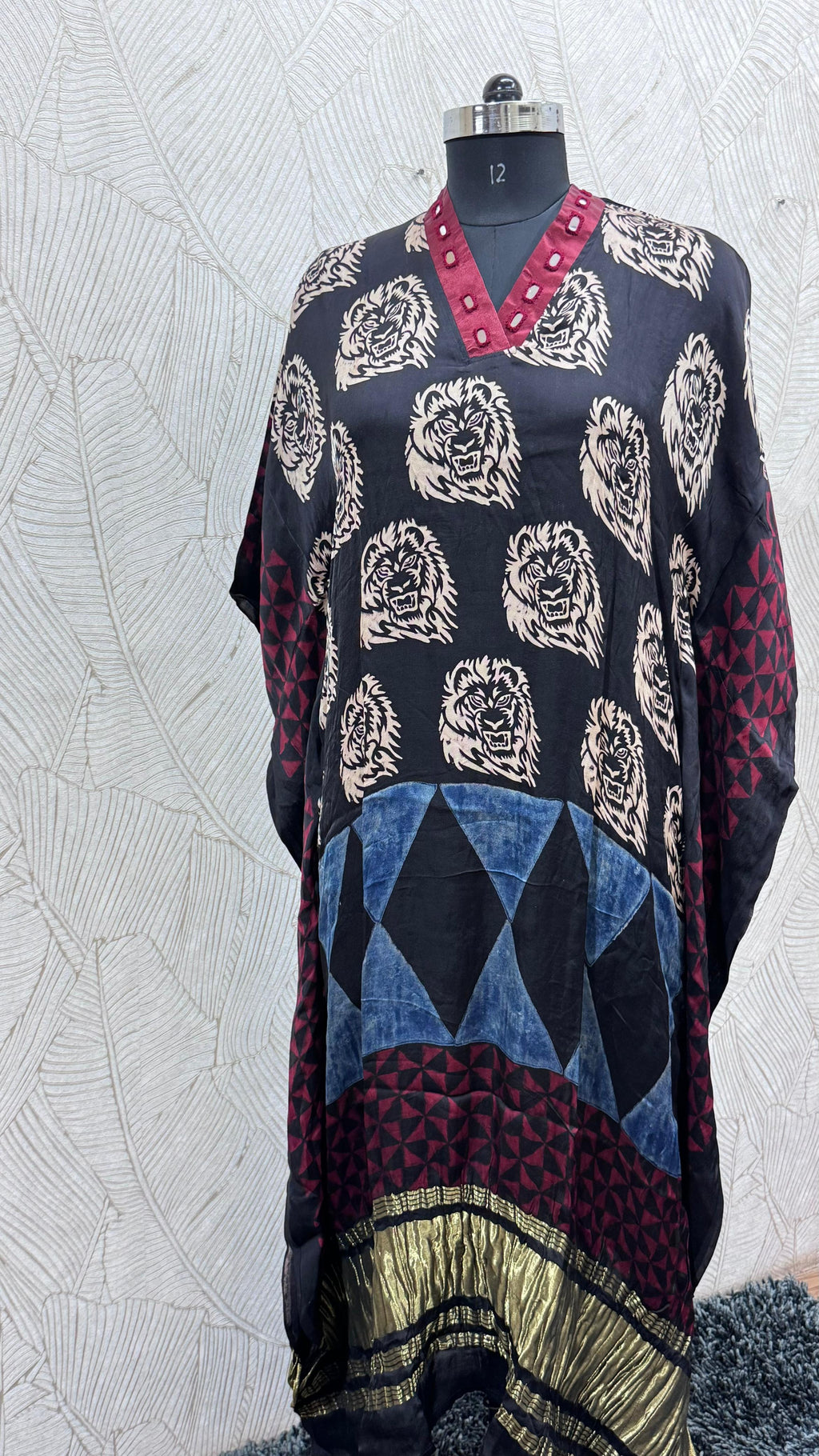 Modal Silk V-neck Kaftan Tissue border