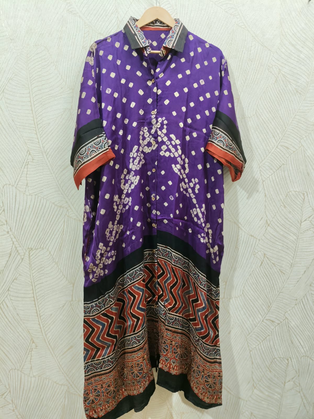 Bandhej×Ajrakh Long Shirt Kaftan