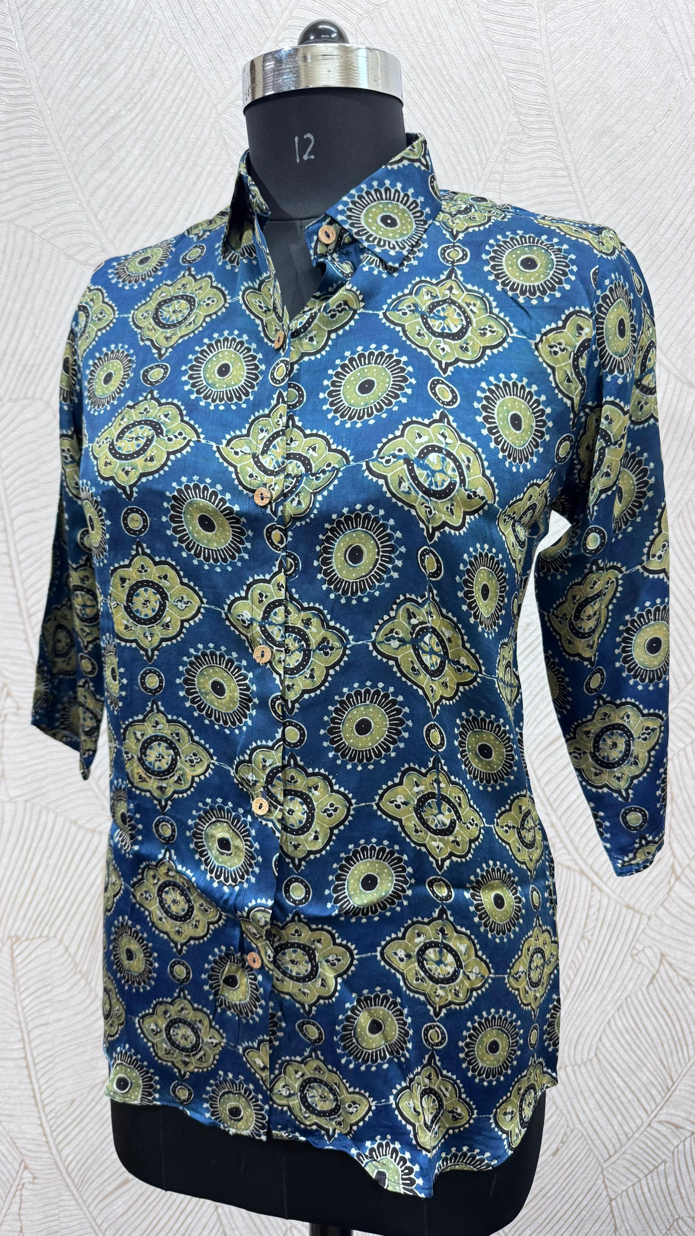 Pure Modal Silk Ajrakh Shirt