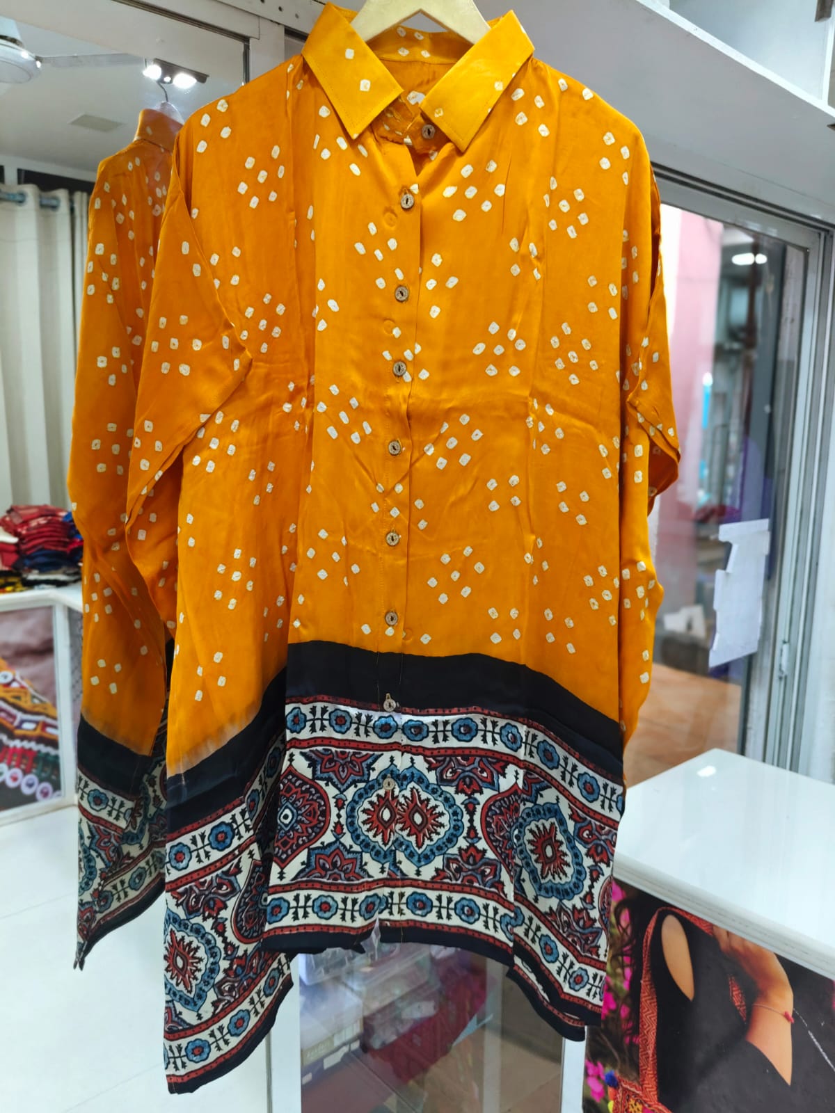 Bandhej×Ajrakh Kaftan Shirt