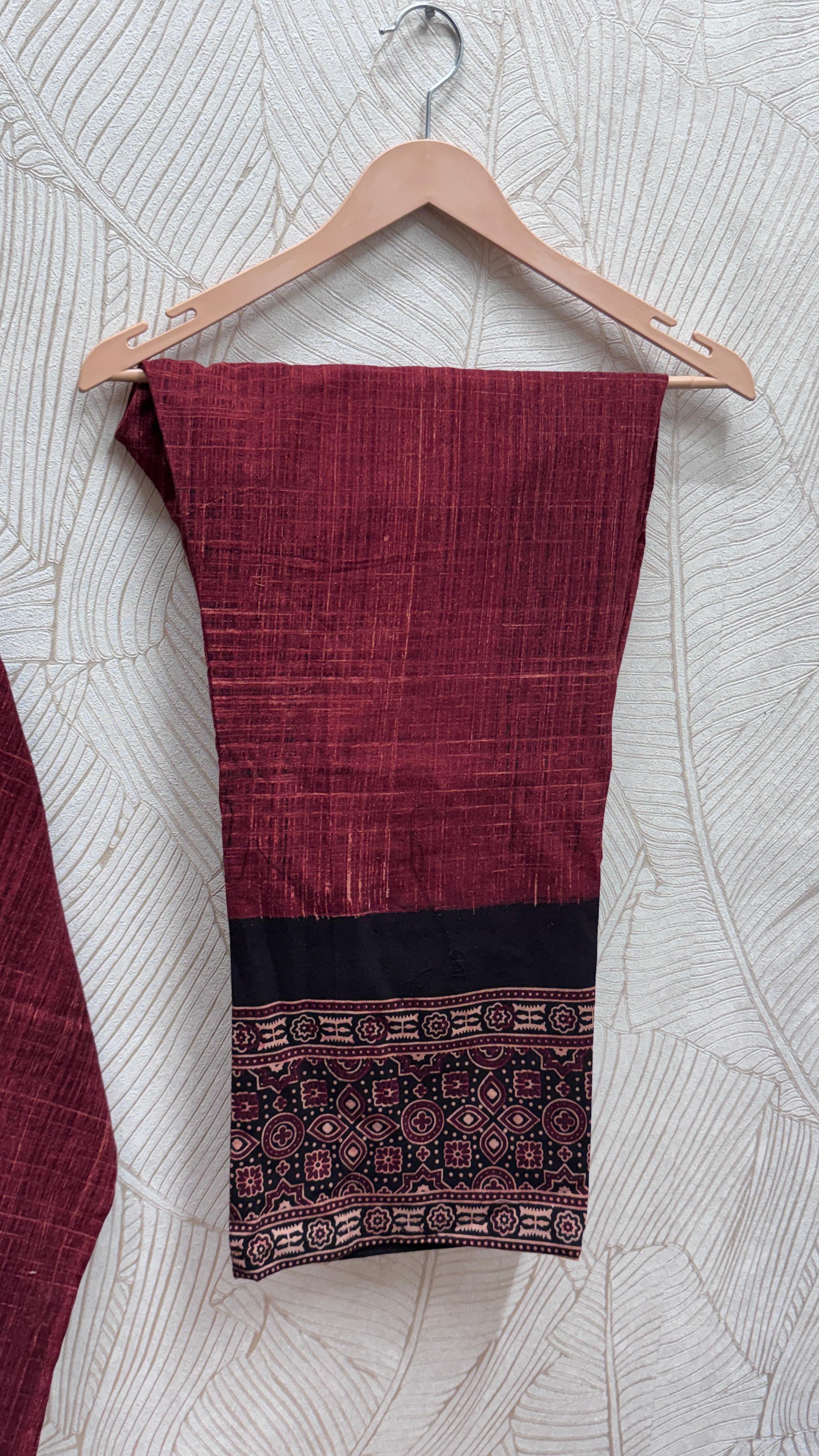 Close up of Brush print kaftan Co-Ord set - Kutch Poshak