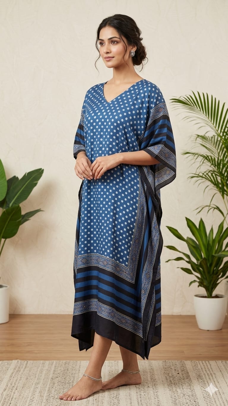 Pure Modal Silk V neck Kaftan