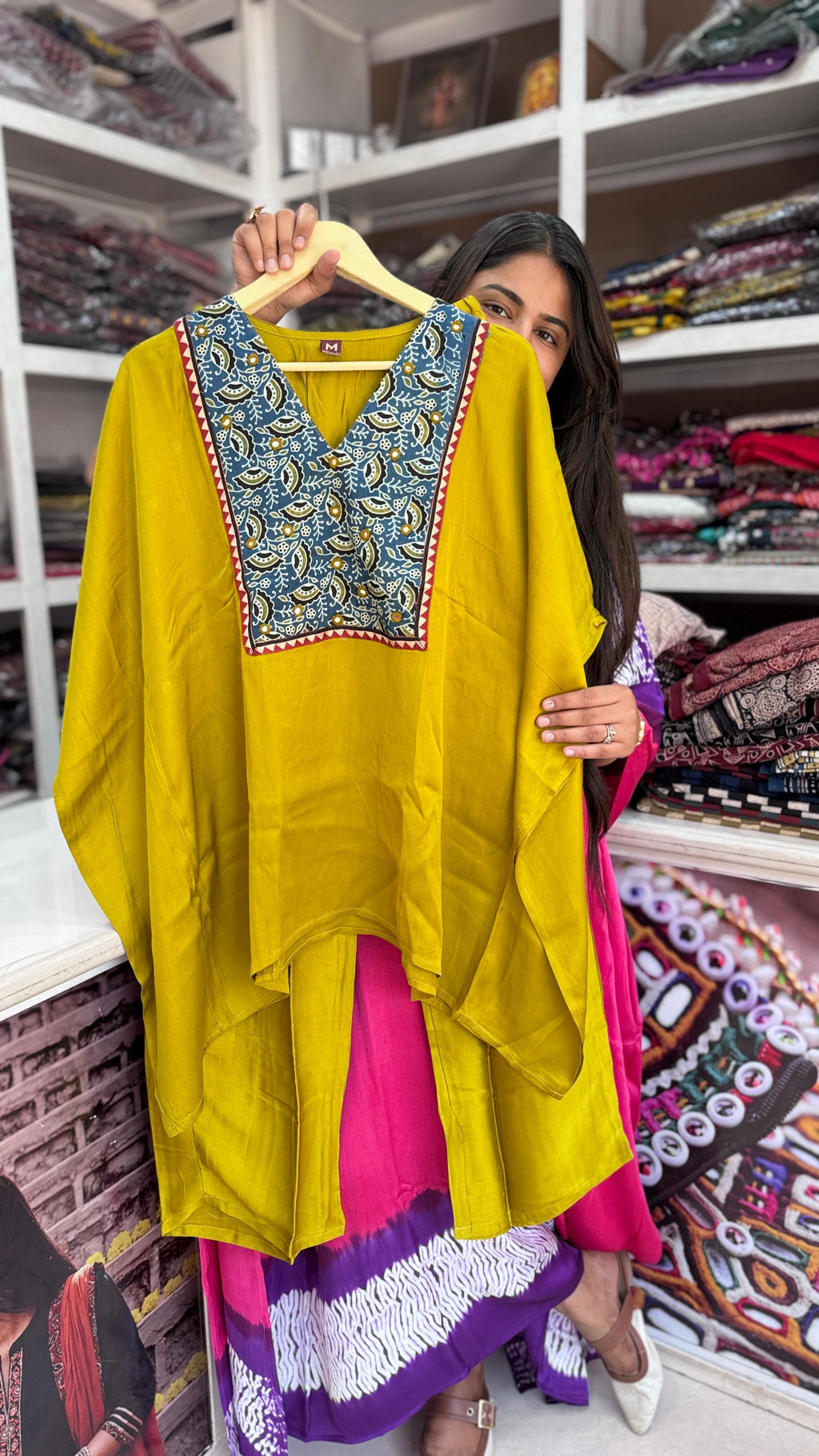 Modal silk kaftan Top with Plazzo by Kutch Poshak