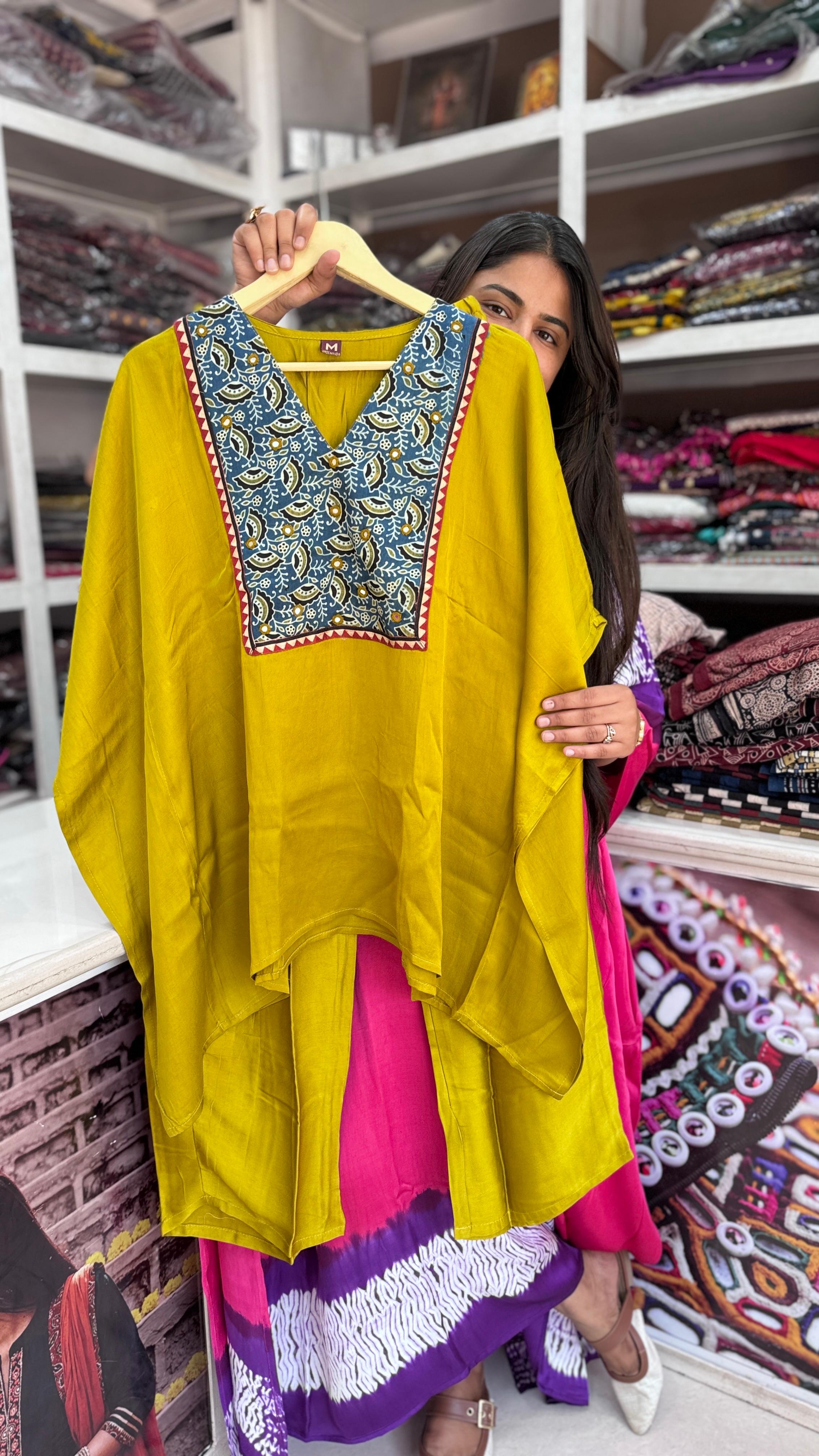 Modal silk kaftan Top with Plazzo by Kutch Poshak