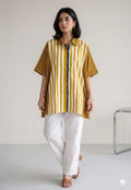 Mustard Yellow Cotton kaftan shirt from Kutch Poshak
