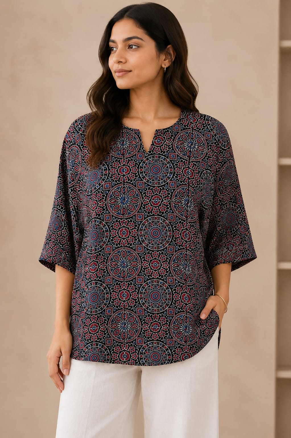 Pure modal silk oversized Tunic-Top by Kutch Poshak