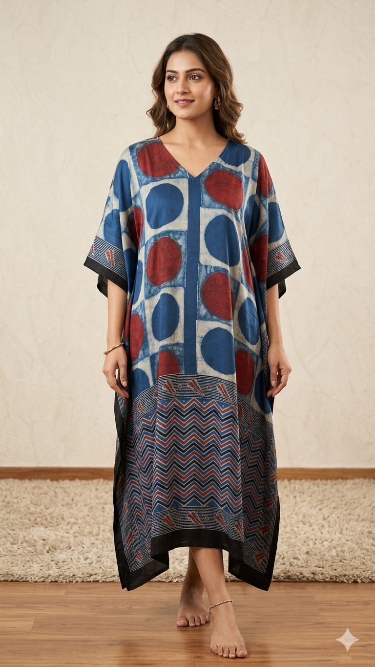 Pure Modal Silk V neck Kaftan