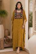 Modal Silk Bandhej Vintage patch Kaftan