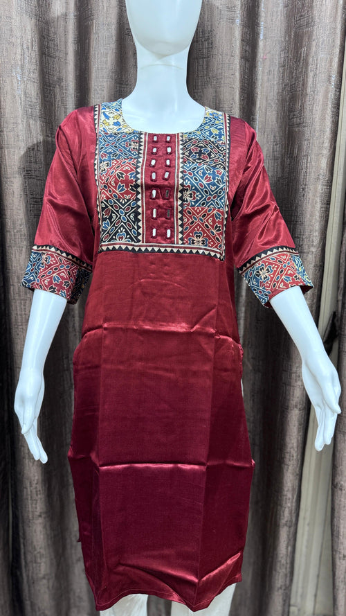 Beautiful Mashru Silk Designer Kurti showcasing premium design - Kutch Poshak