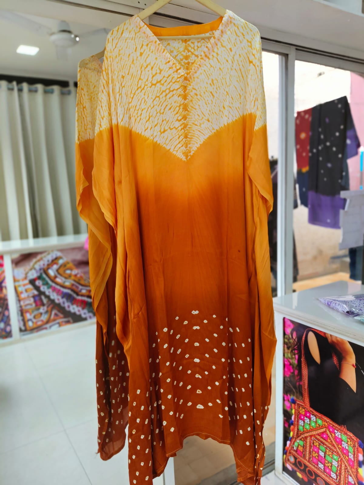 Shibori+Bandhej Dual Shade Kaftan