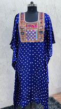 Modal Silk Bandhej Vintage patch Kaftan