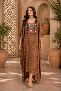 Modal Silk Bandhej Vintage patch Kaftan