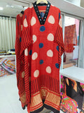 Modal Silk V-neck Kaftan Tissue border