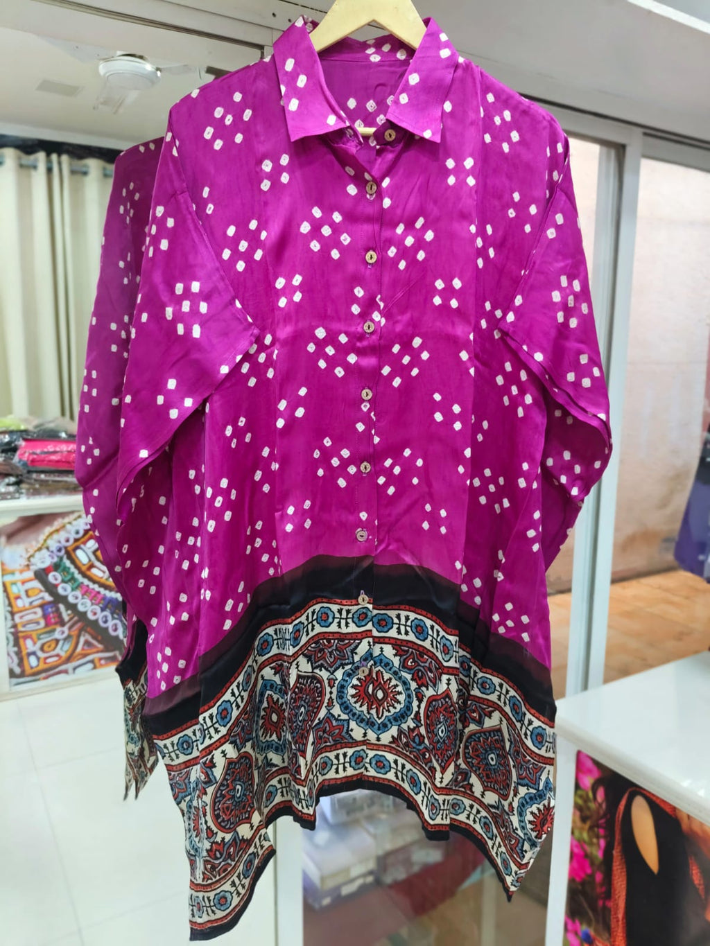 Bandhej×Ajrakh Kaftan Shirt