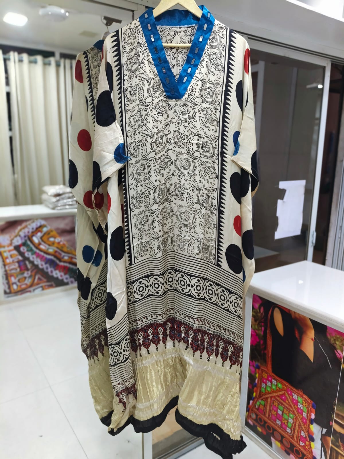 Modal Silk V-neck Kaftan Tissue border