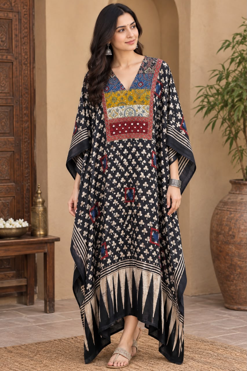 Pure Modal Silk V neck Kaftan