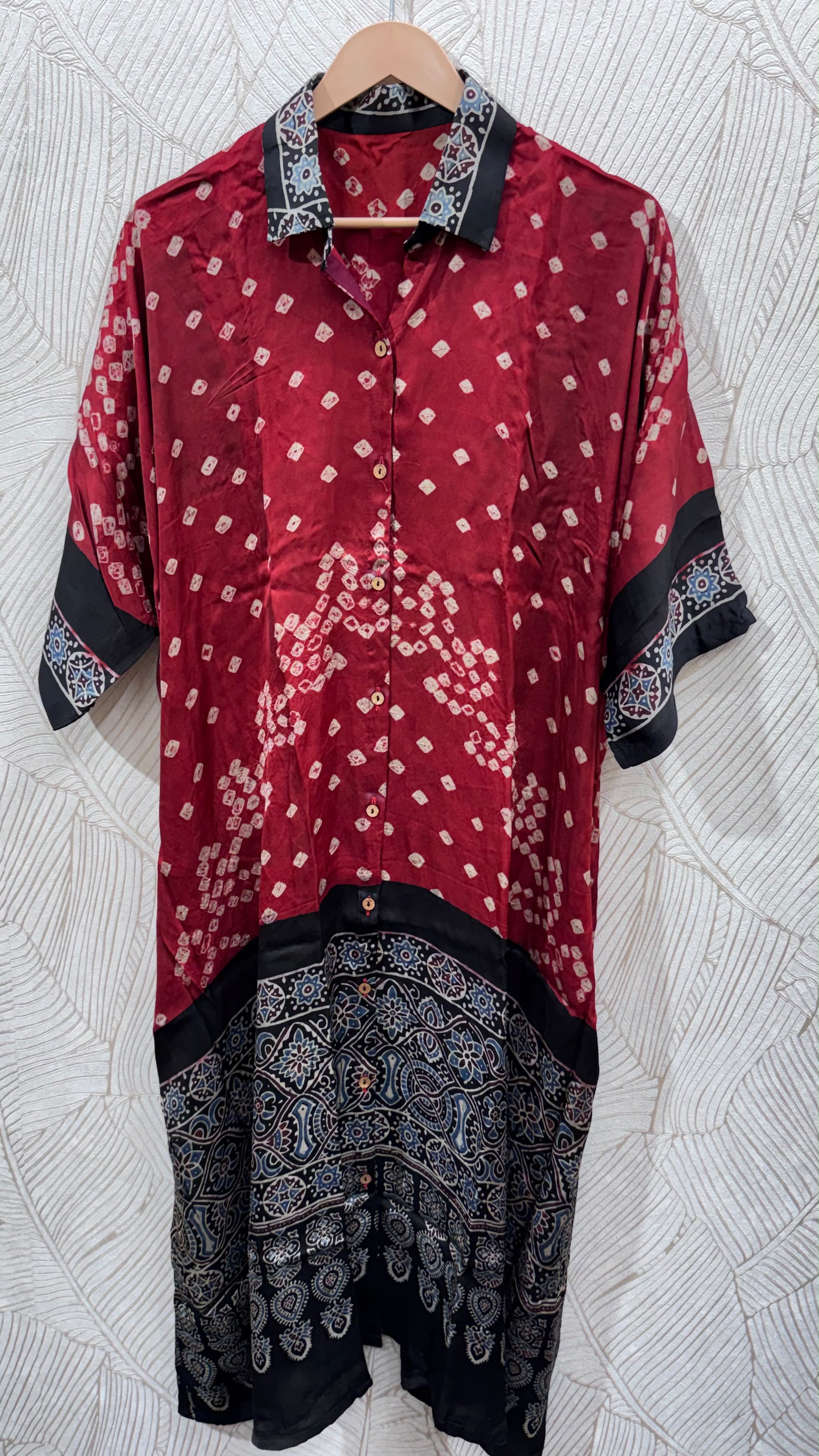 Bandhej×Ajrakh Long Shirt Kaftan