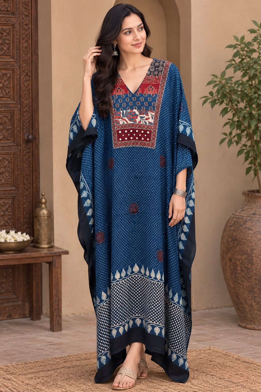 Pure Modal Silk V neck Kaftan