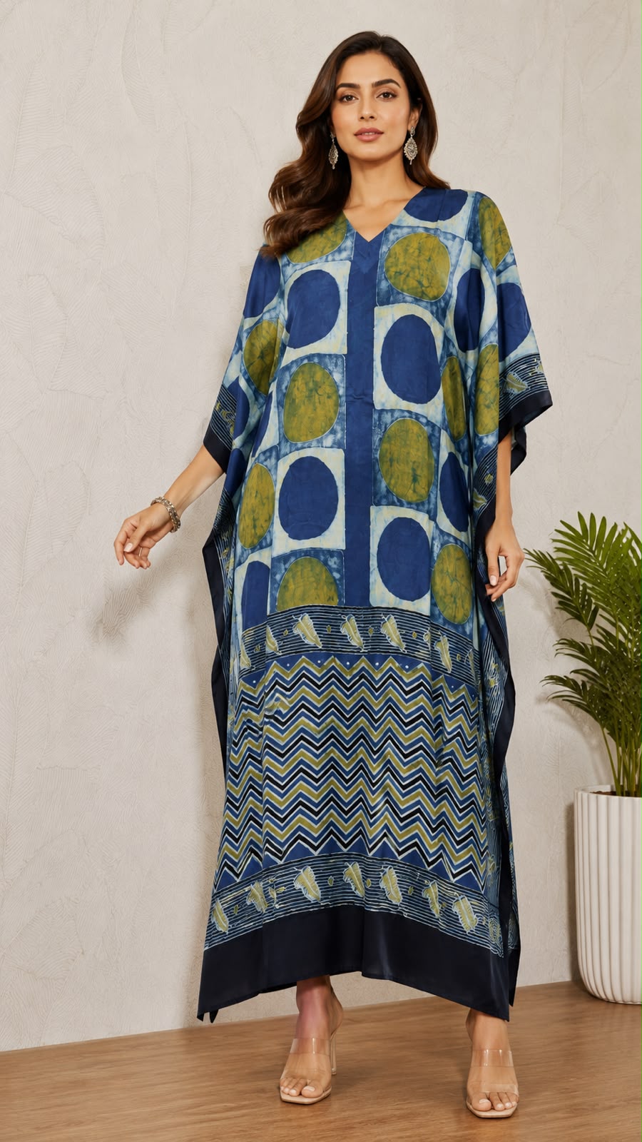 Pure Modal Silk V neck Kaftan