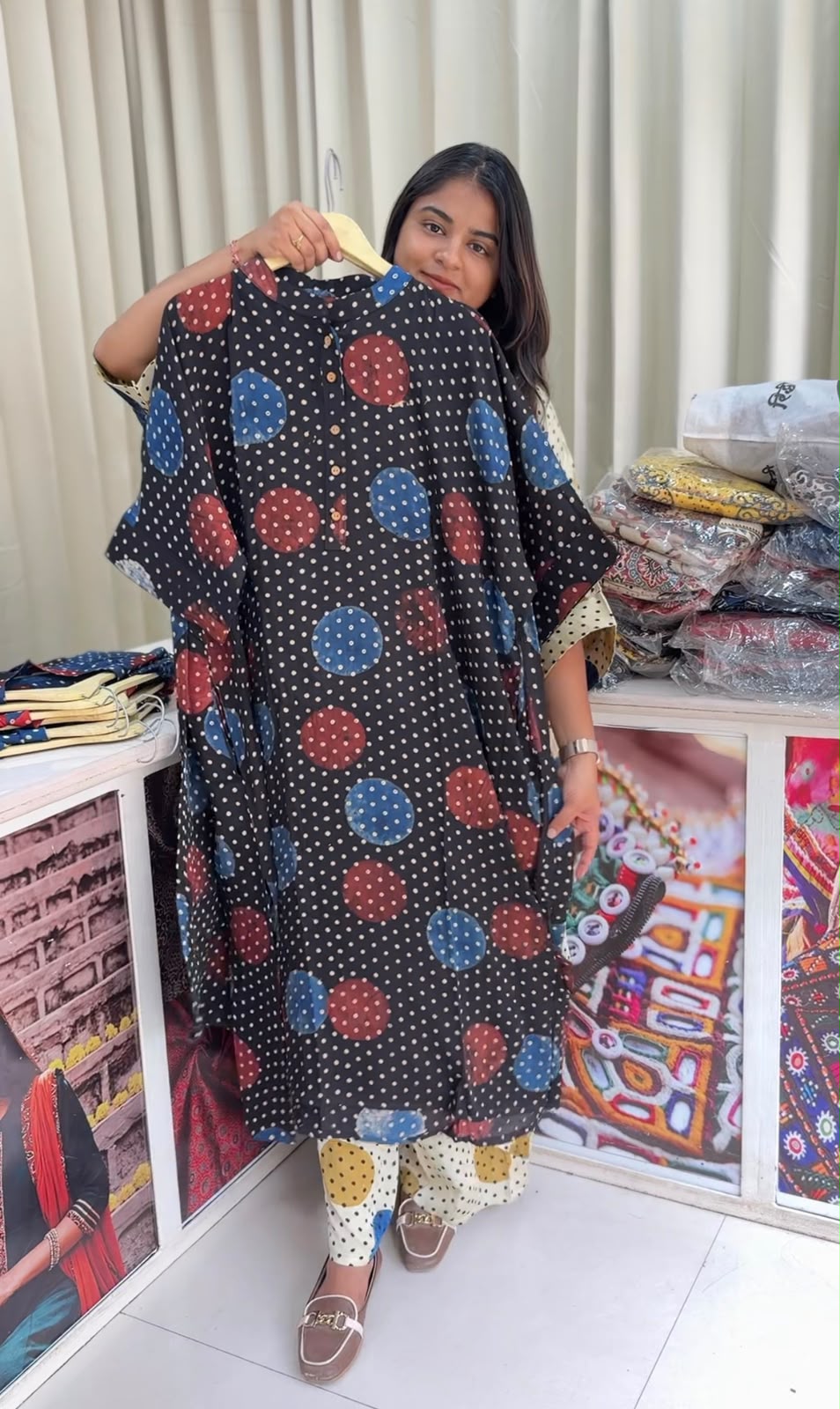 Modal Silk Kaftan Style Kurta+Plazo