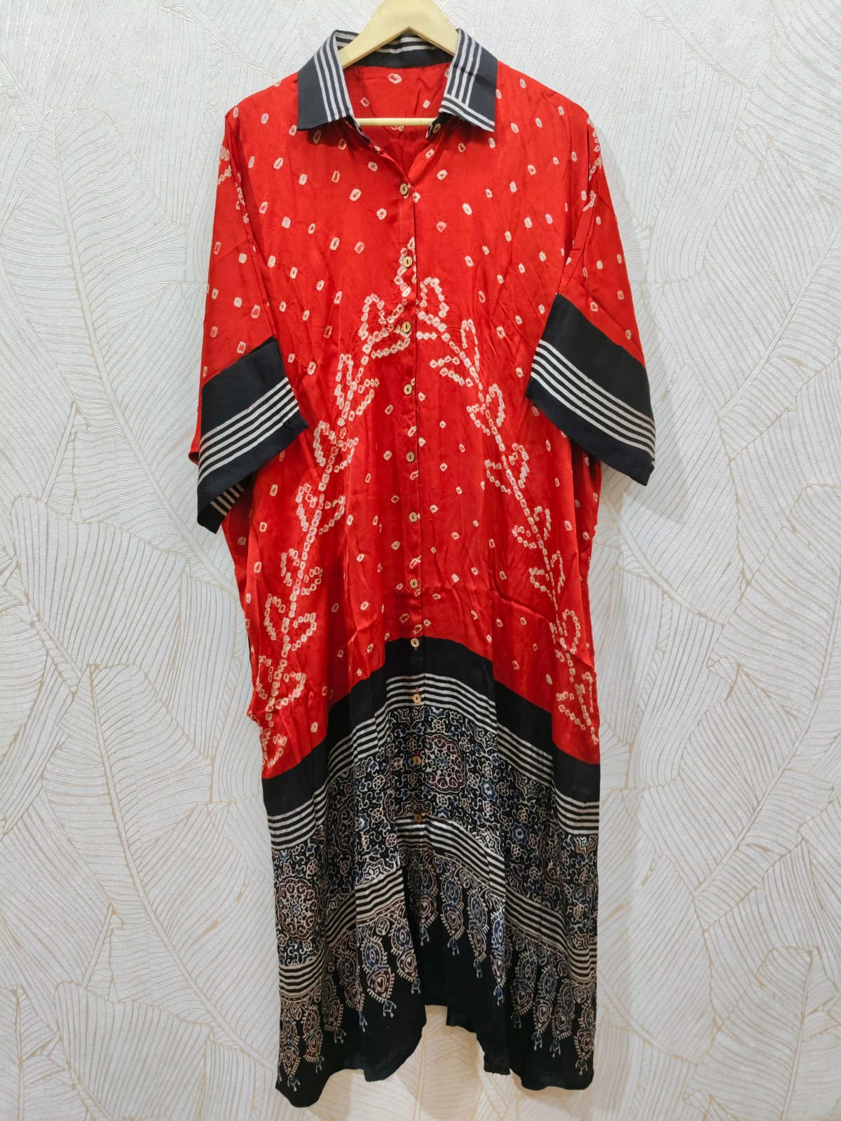 Bandhej×Ajrakh Long Shirt Kaftan