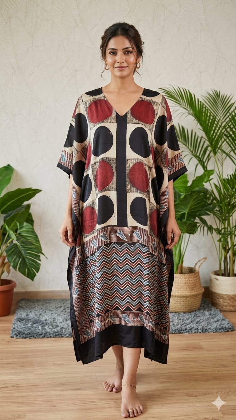Pure Modal Silk V neck Kaftan