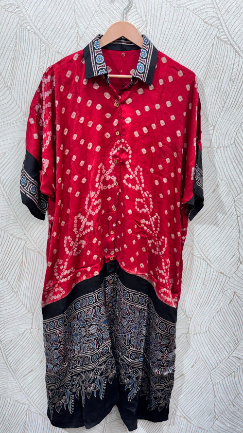 Bandhej×Ajrakh Long Shirt Kaftan