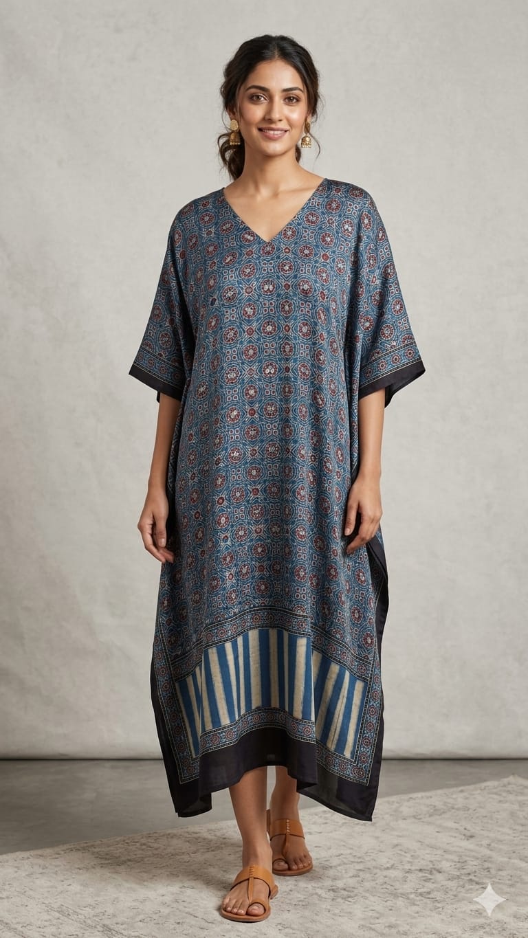 Pure Modal Silk V neck Kaftan